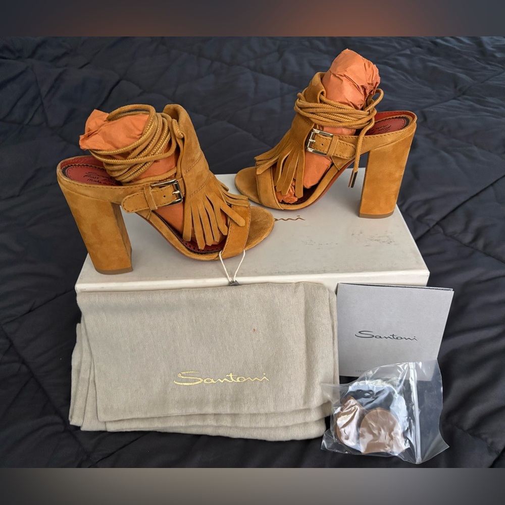 Santoni Suede Sandals NWT Size 35